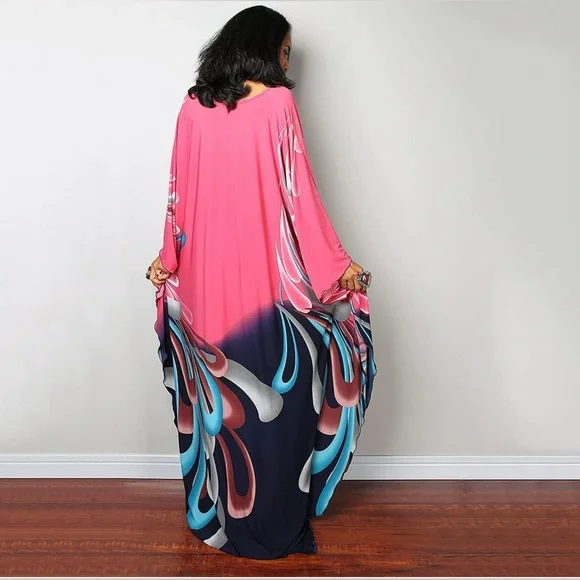 Venasha Womens Caftan Floral Print Kaftan Swimsuit Cover up Loungewear - Picture 2 of 6